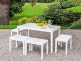 Salotto da giardino panchine effetto doghe bianco - Asta