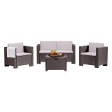 Salotto da giardino poltrone e divano effetto rattan marrone - Camisano