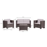 Salotto da giardino poltrone e divano effetto rattan marrone - Camisano