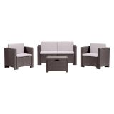 Salotto da giardino poltrone e divano effetto rattan marrone - Camisano