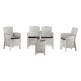 Salotto da terrazza 2 poltrone e 1 divano effetto rattan bianco - Eustachia