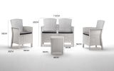 Salotto da terrazza 2 poltrone e 1 divano effetto rattan bianco - Eustachia