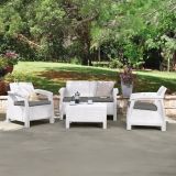 Salotto da terrazza con poltrone e divano bianco - Nelson