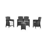 Salotto da terrazza poltrone e divano effetto rattan antracite - Eustachia