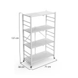 Scaffali Bianco Ruote 4 Ripiani, Peso Supportato 40 kg - Soprana