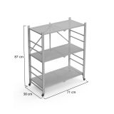 Scaffali Grigio Ruote 3 Ripiani, Peso Supportato 40 kg - Cossato