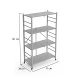 Scaffali Grigio Ruote 4 Ripiani, Peso Supportato 40 kg - Soprana