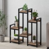 Scaffali Marrone Noce Nero 6 Ripiani Materiale Struttura in Metallo 20x77x67h cm, Colore Struttura Nero - Estense
