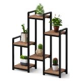 Scaffali Marrone Noce Nero 6 Ripiani Materiale Struttura in Metallo 20x77x67h cm, Colore Struttura Nero - Estense