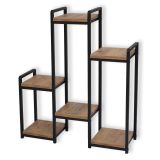 Scaffali Marrone Noce Nero 6 Ripiani Materiale Struttura in Metallo 20x77x67h cm, Colore Struttura Nero - Estense