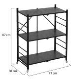Scaffali Nero Antracite 3 Ripiani Ruote 71x38x87h cm, Richiudibile - Cossato