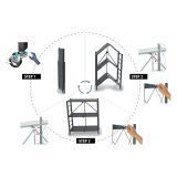 Scaffali Nero Antracite 3 Ripiani Ruote 71x38x87h cm, Richiudibile - Cossato