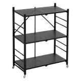 Scaffali Nero Antracite 3 Ripiani Ruote 71x38x87h cm, Richiudibile - Cossato