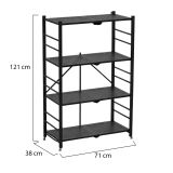 Scaffali Nero Antracite 4 Ripiani Ruote 71x38x121h cm, Richiudibile - Soprana