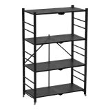 Scaffali Nero Antracite 4 Ripiani Ruote 71x38x121h cm, Richiudibile - Soprana