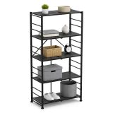 Scaffali Nero Antracite 5 Ripiani Richiudibile 71x38x156h cm, Peso Supportato 40 kg - Minori