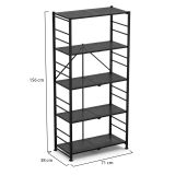 Scaffali Nero Antracite 5 Ripiani Richiudibile 71x38x156h cm, Peso Supportato 40 kg - Minori