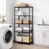 Scaffali Nero Antracite 5 Ripiani Richiudibile 71x38x156h cm, Peso Supportato 40 kg - Minori