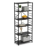 Scaffali Nero Antracite 6 Ripiani Richiudibile 71x38x190h cm, Peso Supportato 40 kg - Ficulle