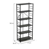 Scaffali Nero Antracite 6 Ripiani Richiudibile 71x38x190h cm, Peso Supportato 40 kg - Ficulle