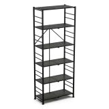 Scaffali Nero Antracite 6 Ripiani Richiudibile 71x38x190h cm, Peso Supportato 40 kg - Ficulle