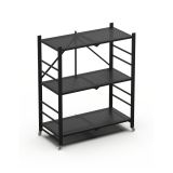 Scaffali Nero Ruote 3 Ripiani, Peso Supportato 40 kg - Cossato