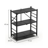 Scaffali Nero Ruote 3 Ripiani, Peso Supportato 40 kg - Cossato