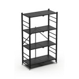 Scaffali Nero Ruote 4 Ripiani, Peso Supportato 40 kg - Soprana