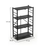 Scaffali Nero Ruote 4 Ripiani, Peso Supportato 40 kg - Soprana