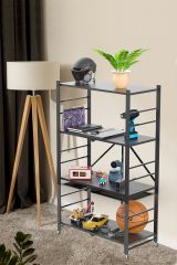 Scaffali Nero Ruote 4 Ripiani, Peso Supportato 40 kg - Soprana