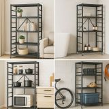 Scaffali Nero Ruote 4 Ripiani, Peso Supportato 40 kg - Soprana