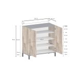 Scarpiera 2 ante acero e ardesia 80x80h cm in legno - Graziana