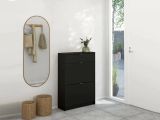 Scarpiera 2 ante e 1 cassetto nera 70x101h cm - Theophile