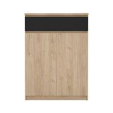 Scarpiera 2 ante e 1 cassetto rovere e nera 80x111h cm - Angilops