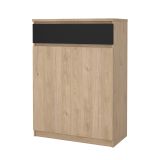 Scarpiera 2 ante e 1 cassetto rovere e nera 80x111h cm - Angilops