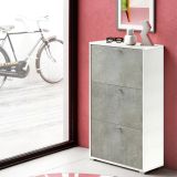 Scarpiera 3 ante bianca e cemento 67x112h cm - Axinite