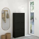 Scarpiera 3 ante e 1 cassetto nera 70x139h cm - Mandukhai