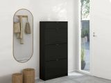 Scarpiera 3 ante e 1 cassetto nera 70x139h cm - Mandukhai