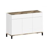 Scarpiera 3 ante e 2 cassetti bianca lucida e acero 120x80h cm - Syria