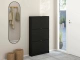 Scarpiera 3 ante nera 70x123h cm in legno - Aran