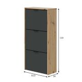 Scarpiera 3 ante rovere e antracite 54x110h cm - Ponente