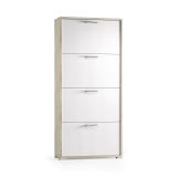 Scarpiera 4 ante bianca e rovere 67x147h cm in legno - Adeindein