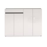 Scarpiera 4 ante e 1 cassetto bianca lucida e antracite 160x115h cm - Speranza