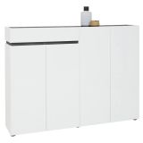 Scarpiera 4 ante e 1 cassetto bianca lucida e antracite 160x115h cm - Speranza