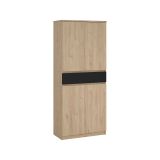 Scarpiera 4 ante e 1 cassetto rovere e nera 80x191h cm - Jangmi