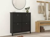 Scarpiera 4 ante nera 102x102h cm - Actinidia