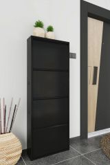 Scarpiera 4 ante nera 50x138h cm in metallo - Axe