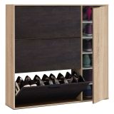 Scarpiera 4 ante rovere e nera 106x115h cm - Ammour