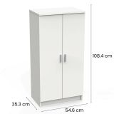 Scarpiera Alcudia, Mobile multifunzionale, Mobiletto scarpiera, Guardaroba porta scarpe, 55x36h108 cm, Bianco