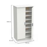 Scarpiera Alcudia, Mobile multifunzionale, Mobiletto scarpiera, Guardaroba porta scarpe, 55x36h108 cm, Bianco
